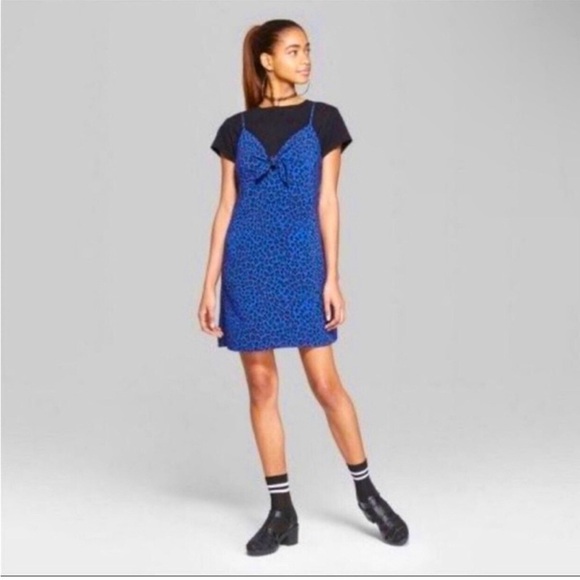 wild fable Dresses & Skirts - NWT Wild Fable Royal Blue Cheetah Slip Mini Dress Size Medium